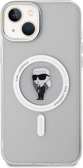 Mbështjellës Karl Lagerfeld IML Ikonik MagSafe për iPhone 15 Plus, transparent