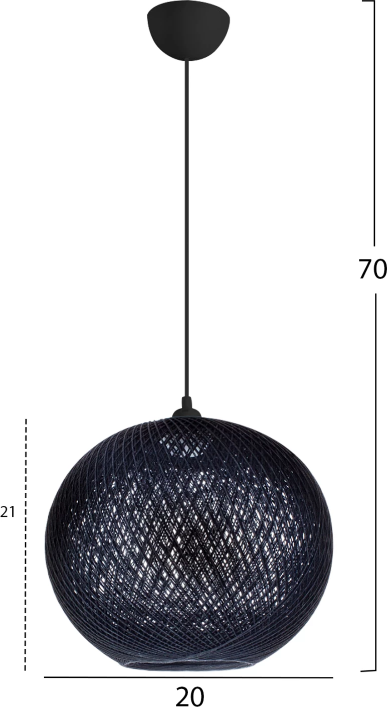 Llambë tavanore varëse FH7626.03 sferë e zezë, litar i endur, për brenda