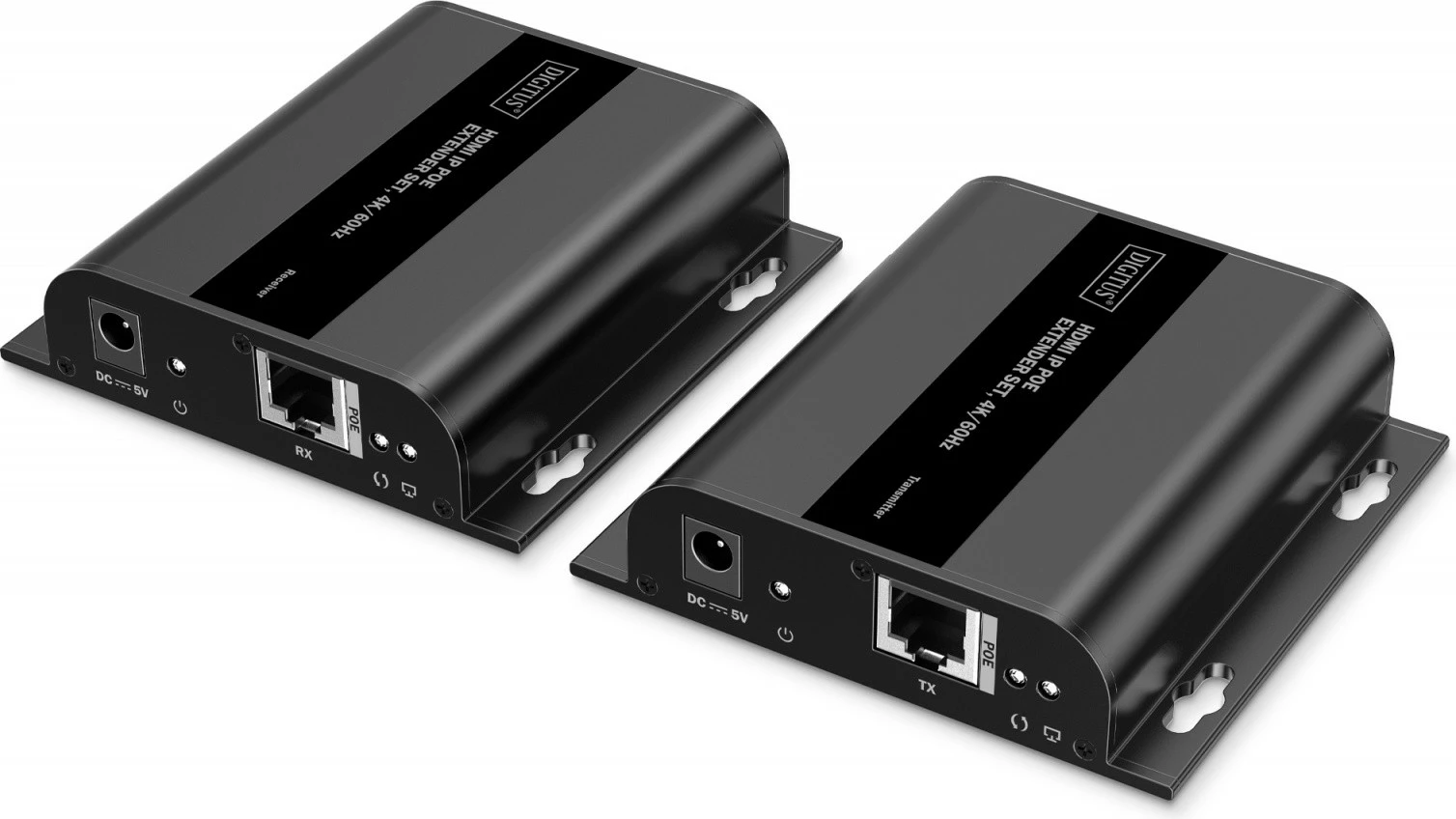 Zgjatës HDMI mbi IP, Digitus DS-55353, 4K/60Hz, PoE, deri 200 m, IR, i zi, set