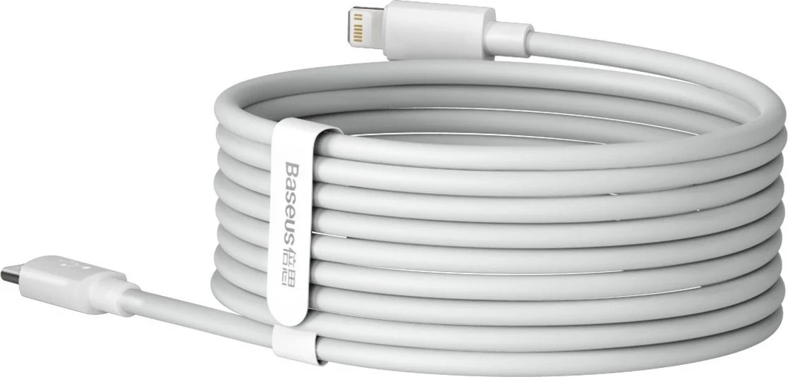 Kabllo Baseus Simple Wisdom USB-C do Lightning, PD, 20W, 1.5m (e bardhë) 2 copë