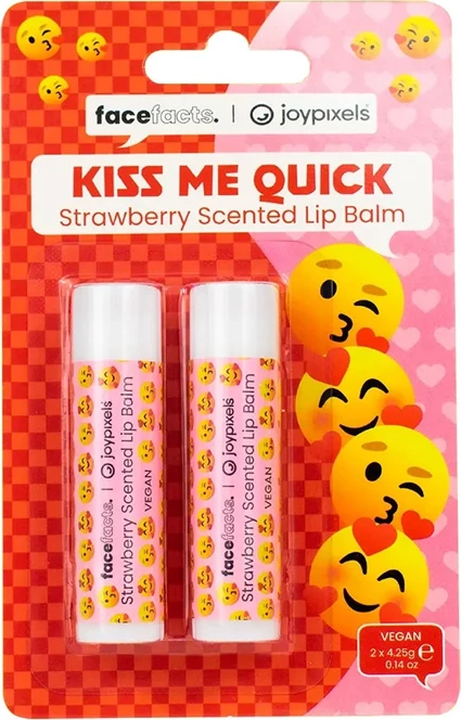 Face Facts 2pcs Kiss Me Quick Strawberry Scented Lip Balm