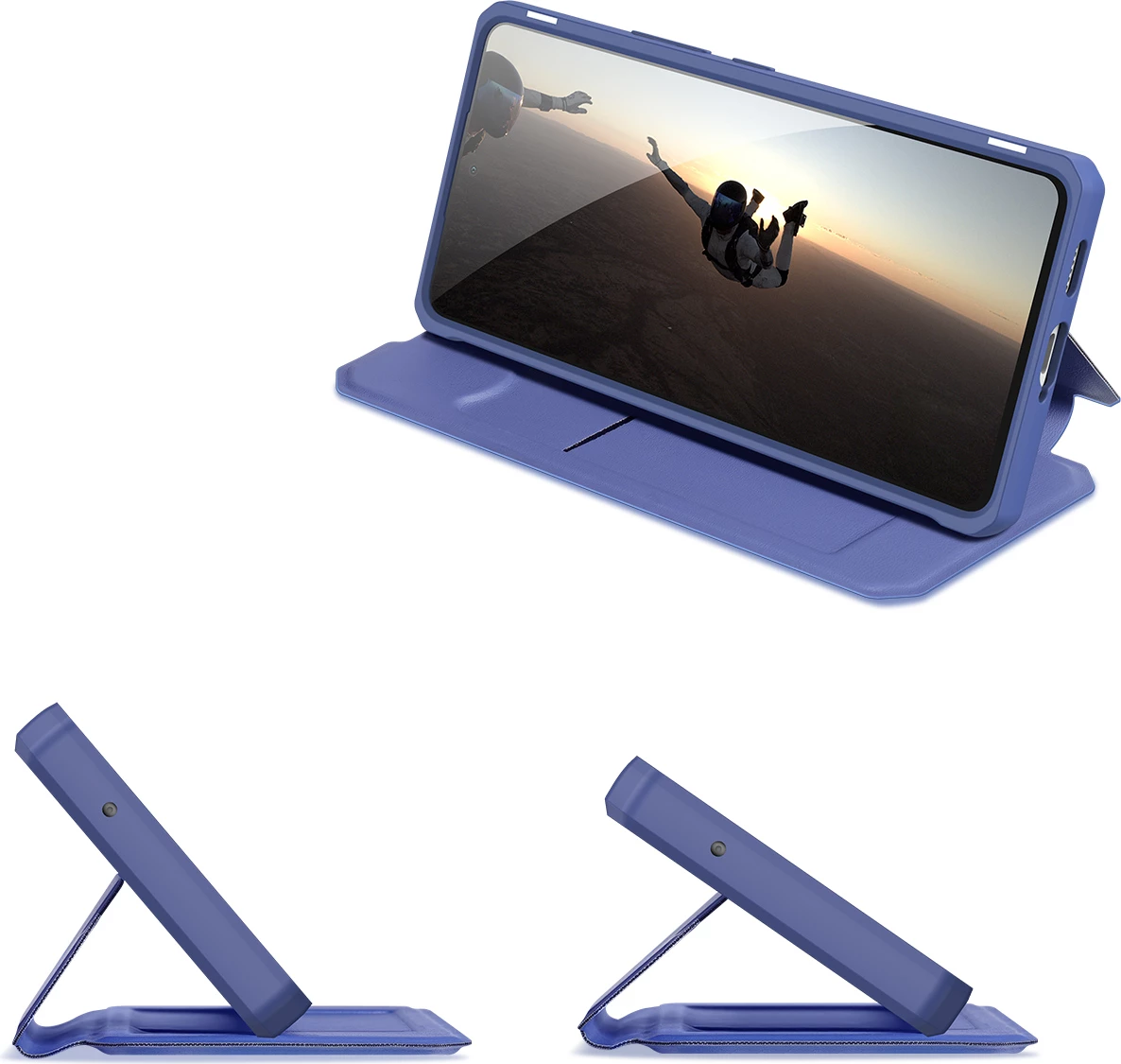 Mbështjellës Dux Ducis Skin X për Samsung Galaxy A73, me xhep për karta, me stand, kaltër