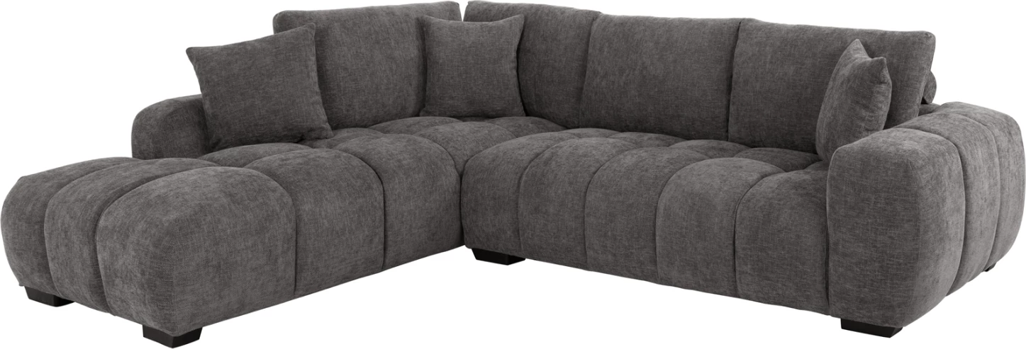 Këndi i divanit (majtas) COVEN FH3266.03L, pëlhurë gri e errët, 298x102-208x85H cm