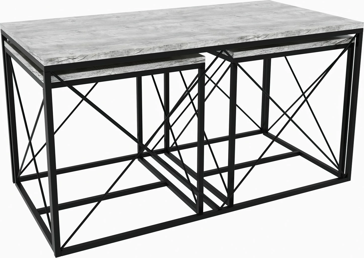 Set tavolinash kafeje Hanah Home, Defne, ngjyrë gri e çelët