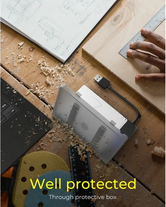 Adapter/kasë USB 3.2 Gen 1 për HDD/SSD 2.5" SATA, ICYBOX IB-AC603B-U3, 5 Gbit/s, kabllo USB-A 16 cm, antracit/zi, set