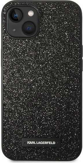 Mbështjellës Karl Lagerfeld KLHCP14MG2ELK për iPhone 14 Plus 6.7", Glitter Plaque Logo, i zi