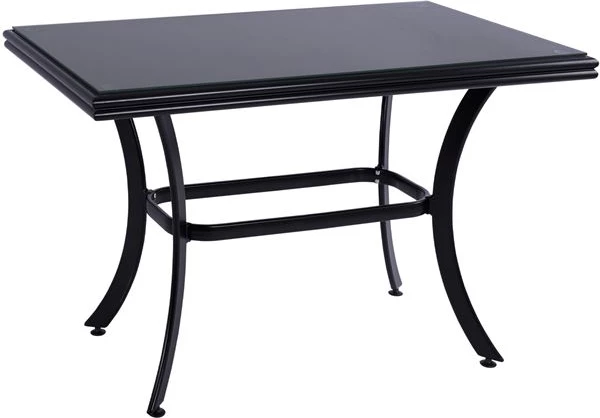 Tavolinë ngrënieje alumini JAXEN FH5533.02, ngjyrë e zezë, me sipërfaqe xhami të kalitur dhe textilene, 120x70x78H cm