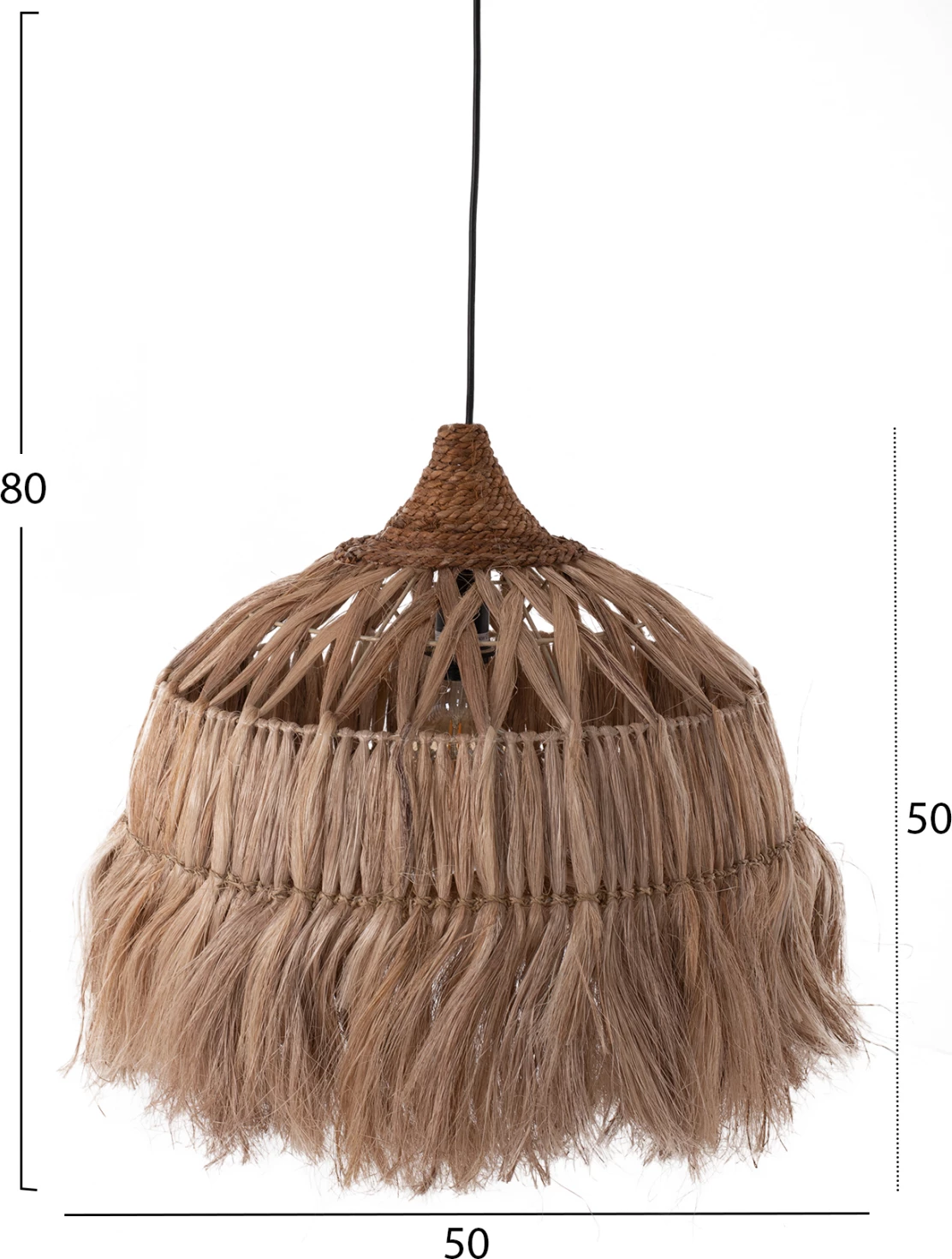 Llambë tavani me formë zile, fibra abaka natyrale, 50x50-80cm, FH7782