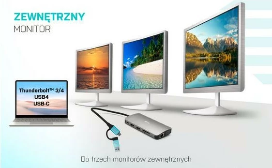 Docking station i-tec CANANOTDOCKPD, 3x Display, USB 3.0/USB-C/Thunderbolt, LAN, Power Delivery 100W, Argjend