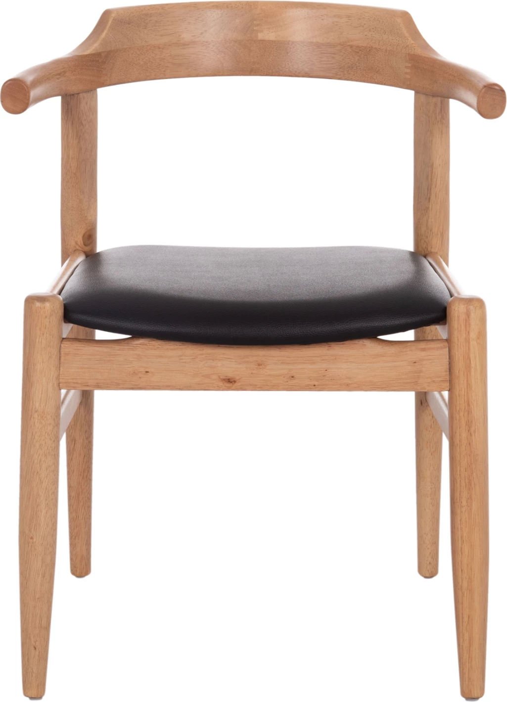 Karrige ngrënieje CERSEI, dru kauçuku, ngjyrë lisi e çelët & ulëse PU e zezë, 57x53x72cm, set prej 2 copash