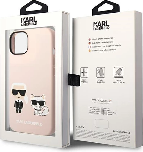 Mbështjellës Karl Lagerfeld KLHMP14MSSKCI për iPhone 14 Plus 6.7", silikon, MagSafe, rozë e çelur