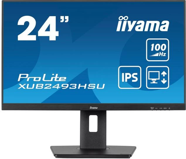 monitor, iiyama, ProLite XUB2493HSU-B7, 24" IPS 100Hz, AdaptiveSync, HDMI/DisplayPort USB hub, e zezë
