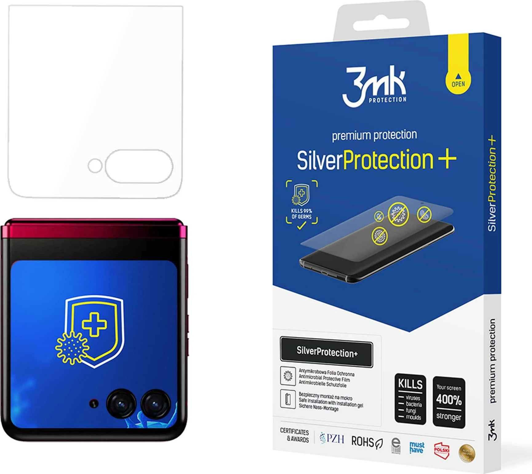 Folie mbrojtëse antibakteriale 3mk SilverProtection+ për Motorola Razr 50 Ultra (front)