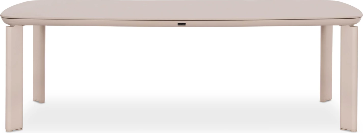 Tavolinë oborri, alumini, sipërfaqe prej guri të presuar, ngjyrë krem, 240x100x76cm