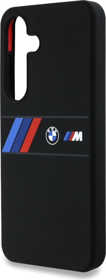 Mbështjellës BMW Silicone Middle Tricolor Stripes MagSafe për Samsung Galaxy S25, Zi