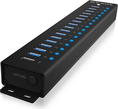 USB HUB IcyBox IB-HUB1717-U3, 16+1 porta, USB 3.2 Gen 1, 96W, Zi