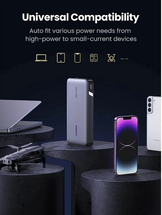 Powerbank UGREEN 90597A 25000mAh 145W 3 porta, gri