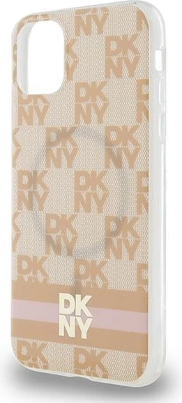 Mbështjellës për celular DKNY IML Checkered Mono Pattern & Printed Stripes MagSafe, për iPhone 11/XR, rozë