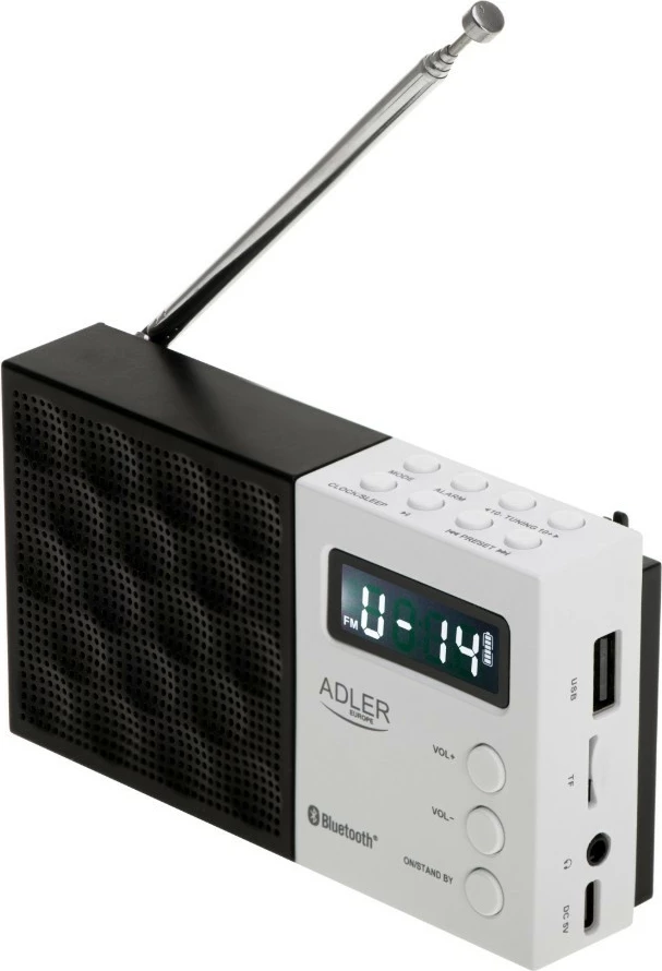 Radio digjitale Adler AD1908 me Bluetooth, USB/SD, e zezë/bardhë