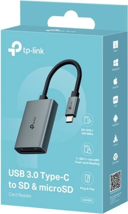 Lexues kartelash TP-Link UA430C USB 3.0 Type-C, SD/microSDHC, gri