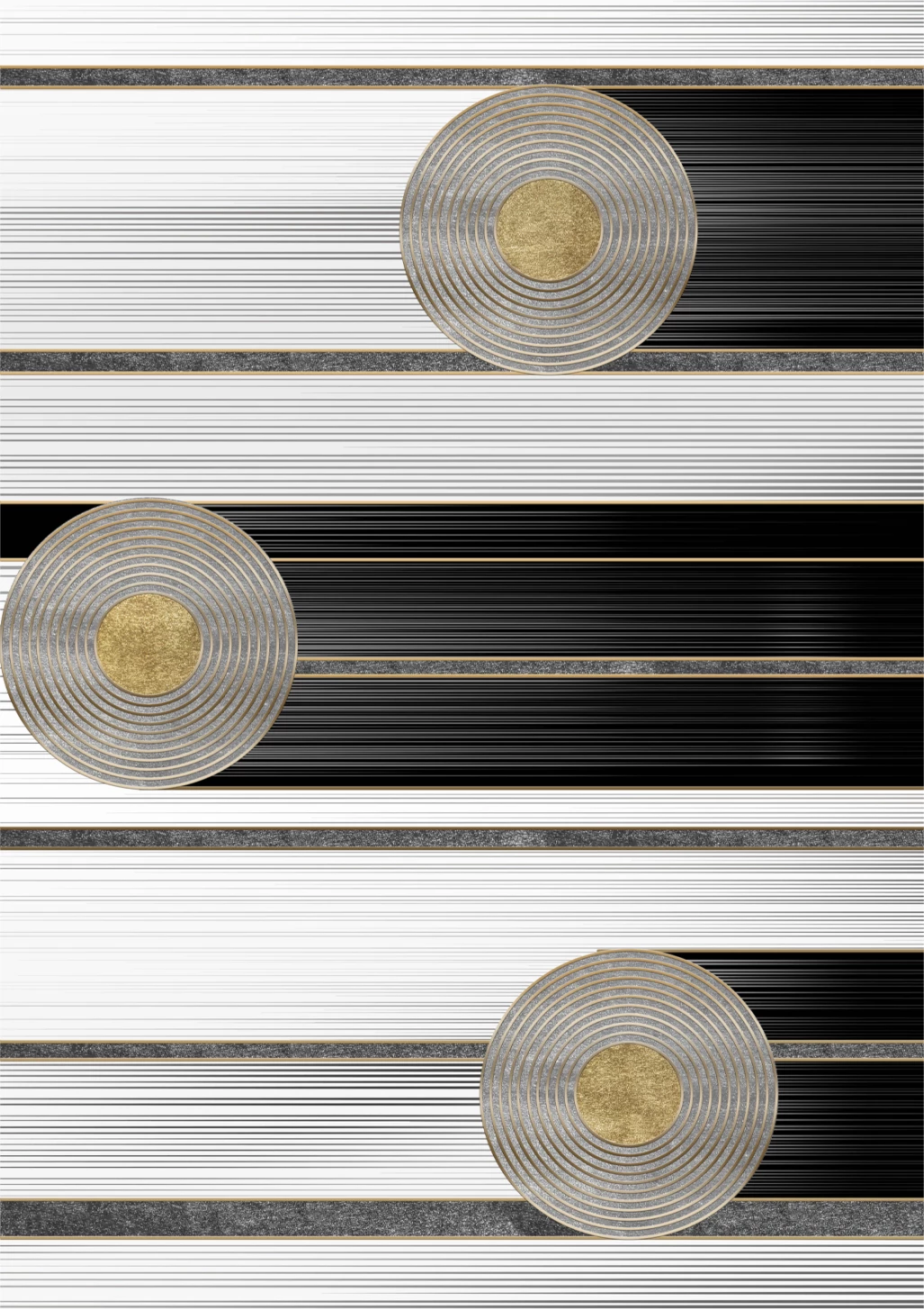 Tepih modern JOSIANE FH7675.24 160x230cm, disqe bardhë-zi-ari