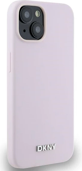 Mbështjellës DKNY Liquid Silicone Small Metal Logo MagSafe për iPhone 14/15/13, Rozë