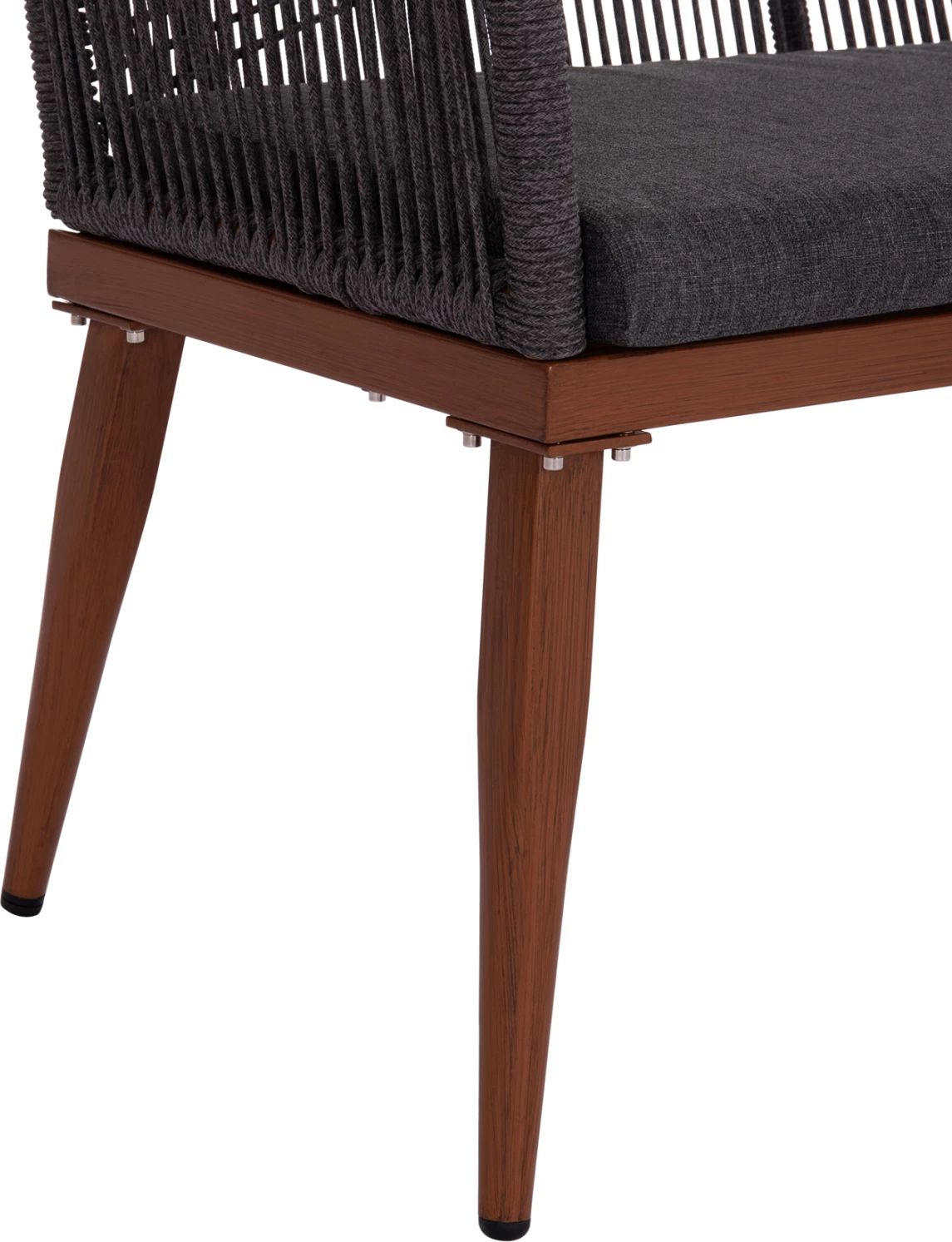 Divan i jashtëm dy vendësh MYRTIA, alumin kafe, litar p.e. antracit, 123x61x90cm