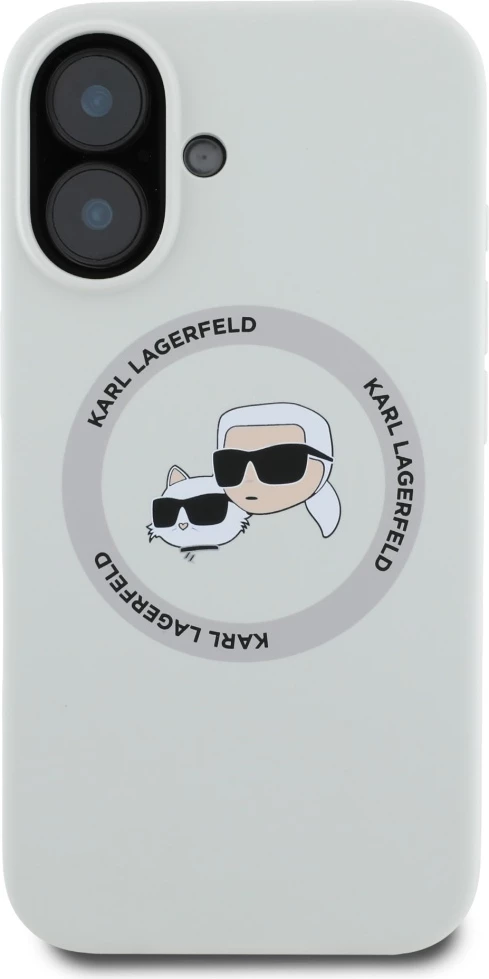 Mbështjellës Karl Lagerfeld Silicone Double Heads And Circle MagSafe për iPhone 16, Bezhë