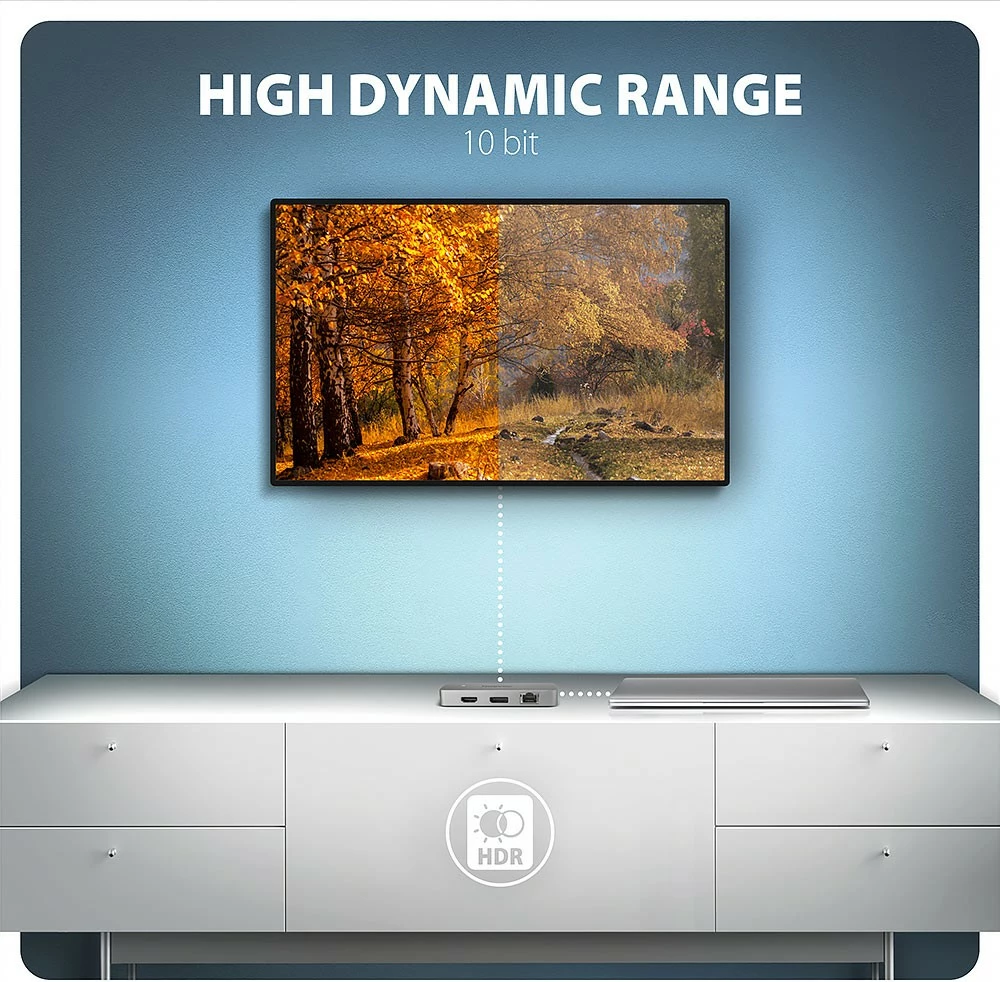 hub USB-C 7-në-1 AXAGON HMC-CUB83X2, 10Gbps, 2x USB-A + 1x USB-C, HDMI 4K/144Hz, DP 8K/30Hz, GLAN, PD 100W, kabllo USB-C 15cm, gri