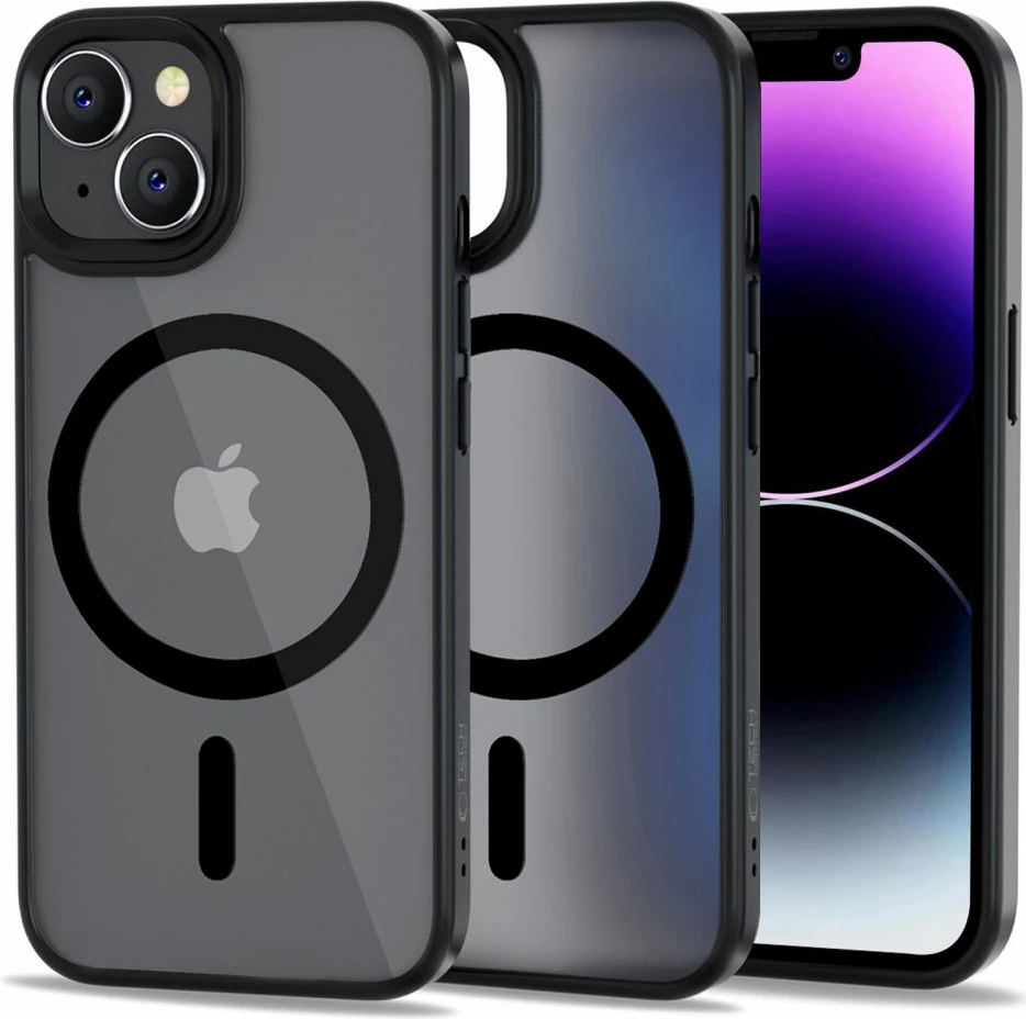 Mbështjellës Tech-Protect MagMat për iPhone 14, MagSafe, Gjysmë-transparent, Zi