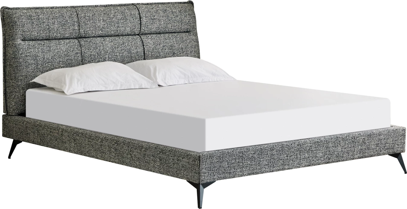 Krevat dopio LIGNUM, stof gri, këmbë metalike të zeza, për dyshek 160x200cm