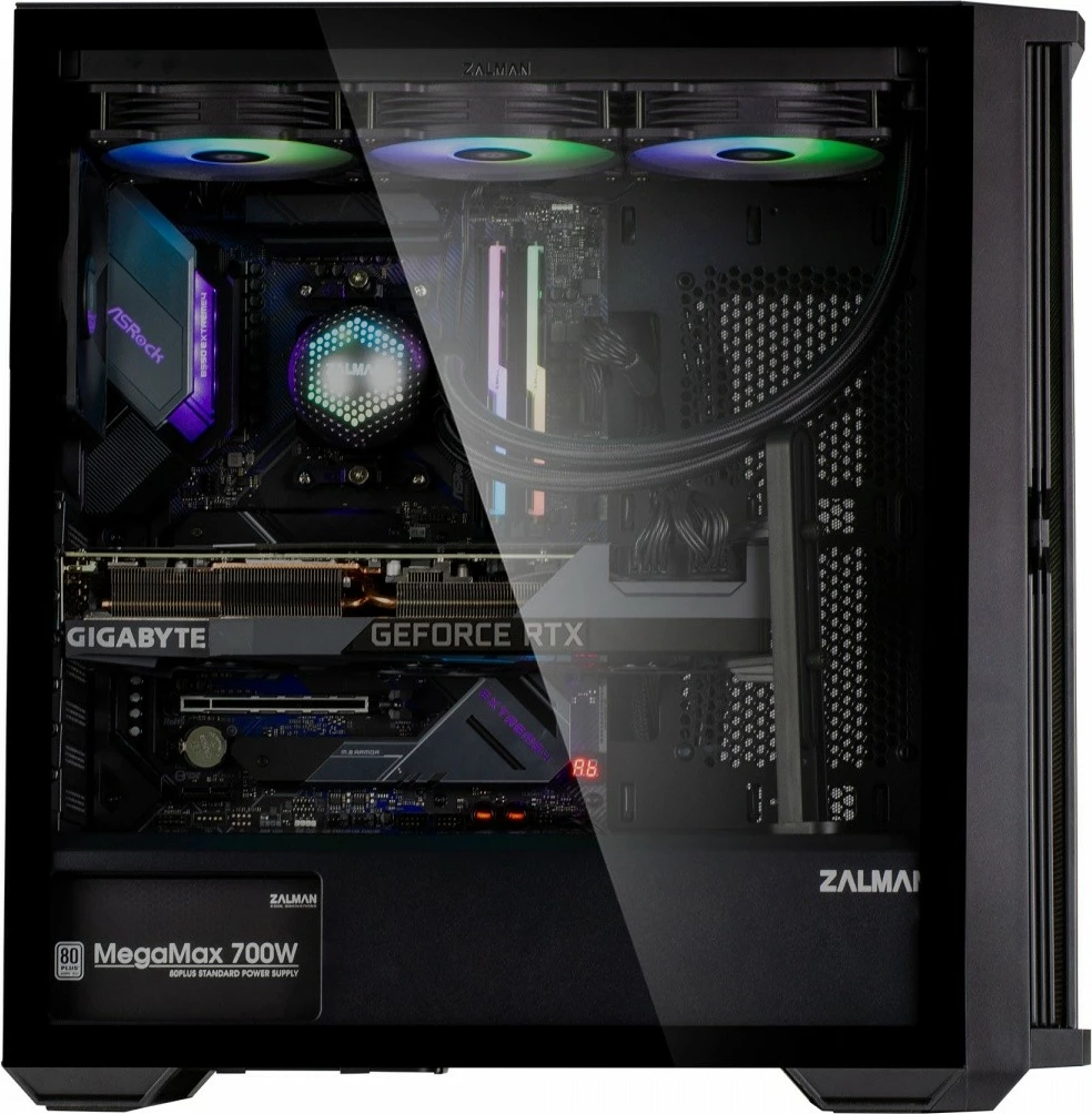 Kasë Zalman Z10, ATX Mid Tower, 4 ventilatorë, Tempered Glass, E zezë