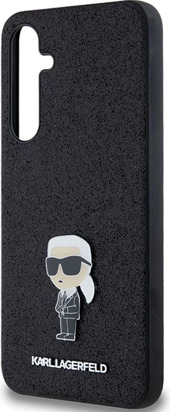 Mbështjellës Karl Lagerfeld Fixed Glitter Ikonik Logo Metal Pin për Samsung Galaxy A35, zi