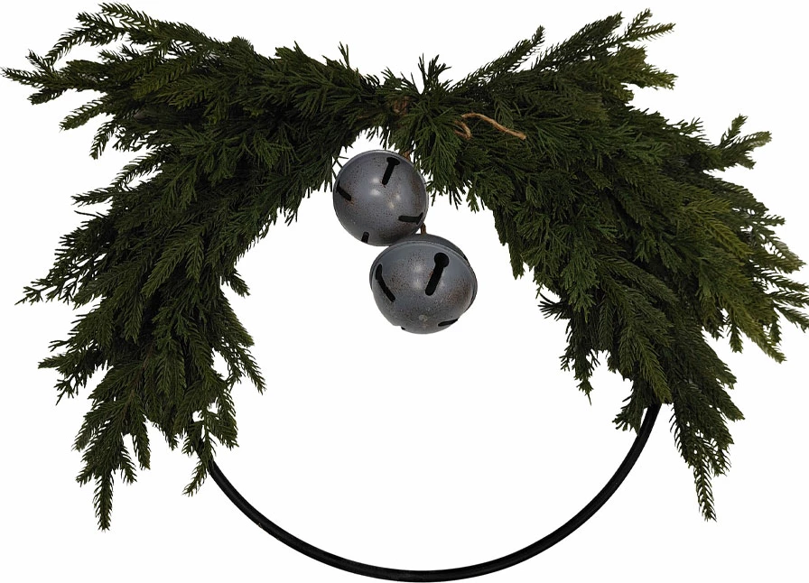 Kurorë rrethore për Krishtlindje, metal, gjelbër e kuqe, 60x60cm