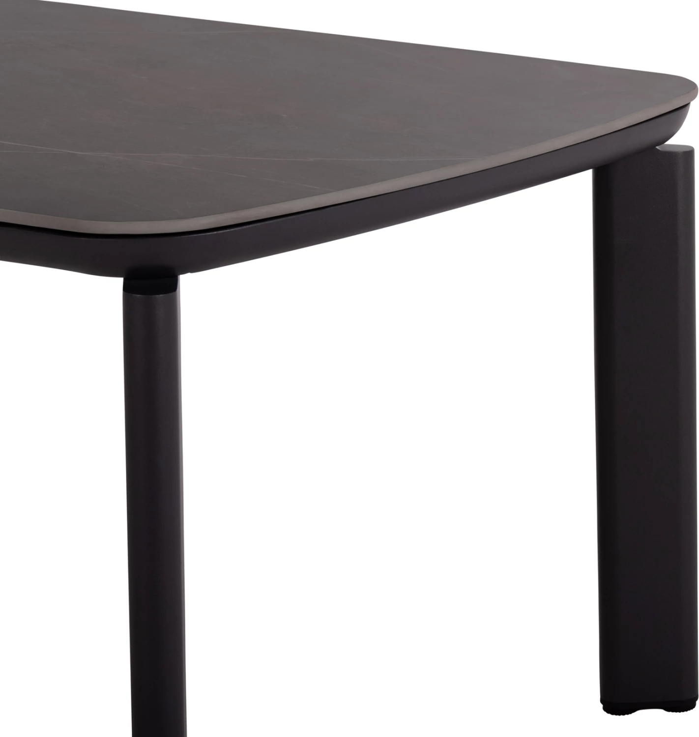 Tavolinë e madhe për jashtë, alumini ngjyrë gri e errët, sipërfaqe prej guri të sinterizuar, 240x100x76 cm