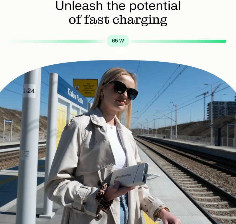 Powerbank Green Cell PowerPlay Pro PBPLGC20P 20800mAh 65W PD 2x USB-C + USB-A argjendtë/zezë