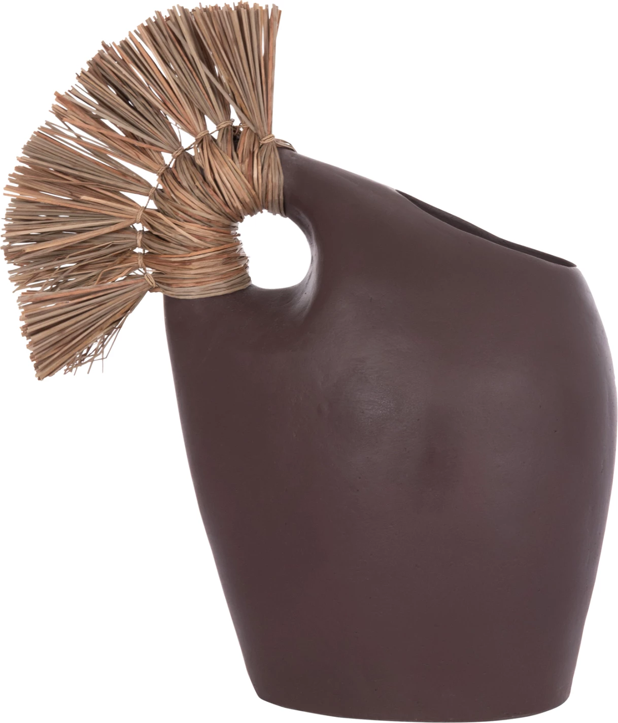 Vazo dekorative tavoline ALICA2, terrakotë, ngjyrë çokollate, bar i thatë, 44x18x50cm