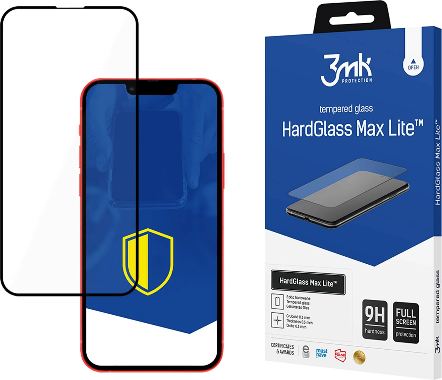 Xham i temperuar 3mk HardGlass Lite për iPhone 13 Pro / iPhone 13, i zi