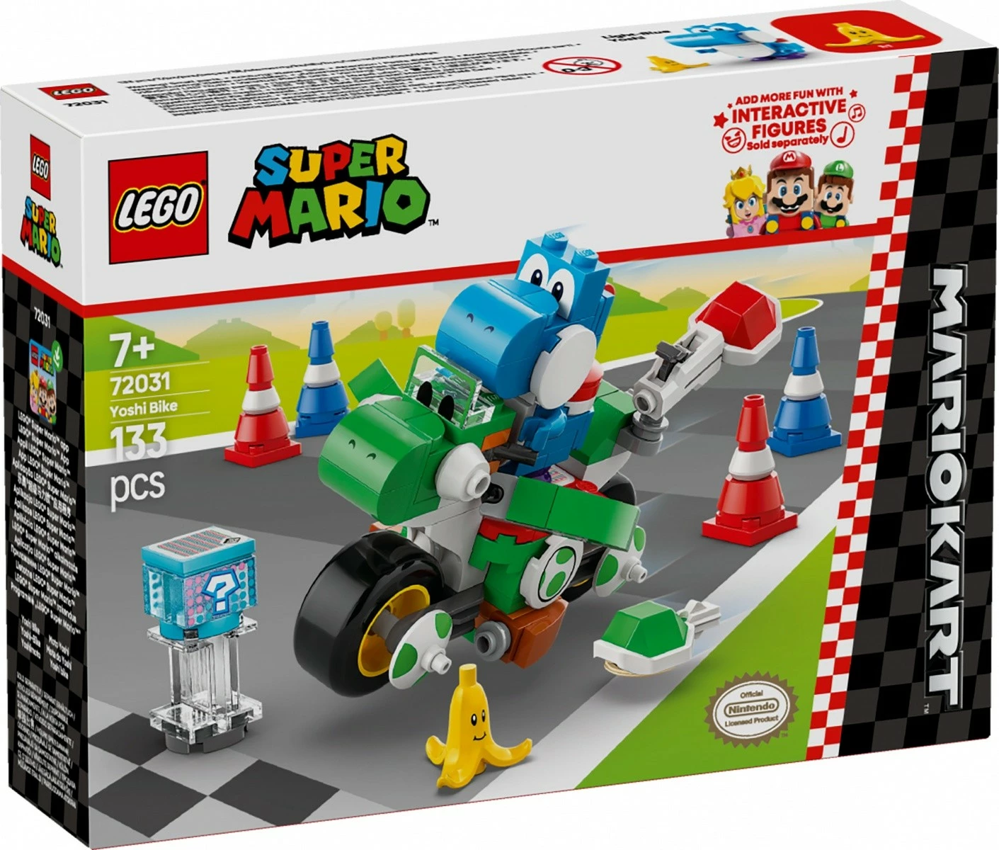 Set ndërtimi LEGO Super Mario Mario Kart Yoshi Bike 72031, 133 pjesë, me Light-Blue Yoshi