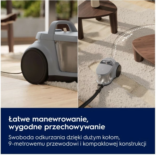 Fshesë me korent pa qese, Electrolux EL51A2UG, 1000 W, 2 L, ciklonike, filtrimi HEPA, rreze 9 m, gri