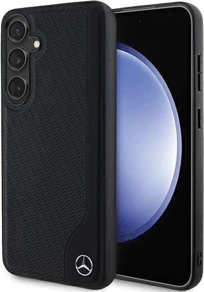 Mbështjellës Mercedes Leather Debossed Line MagSafe për Samsung Galaxy S24+, i zi