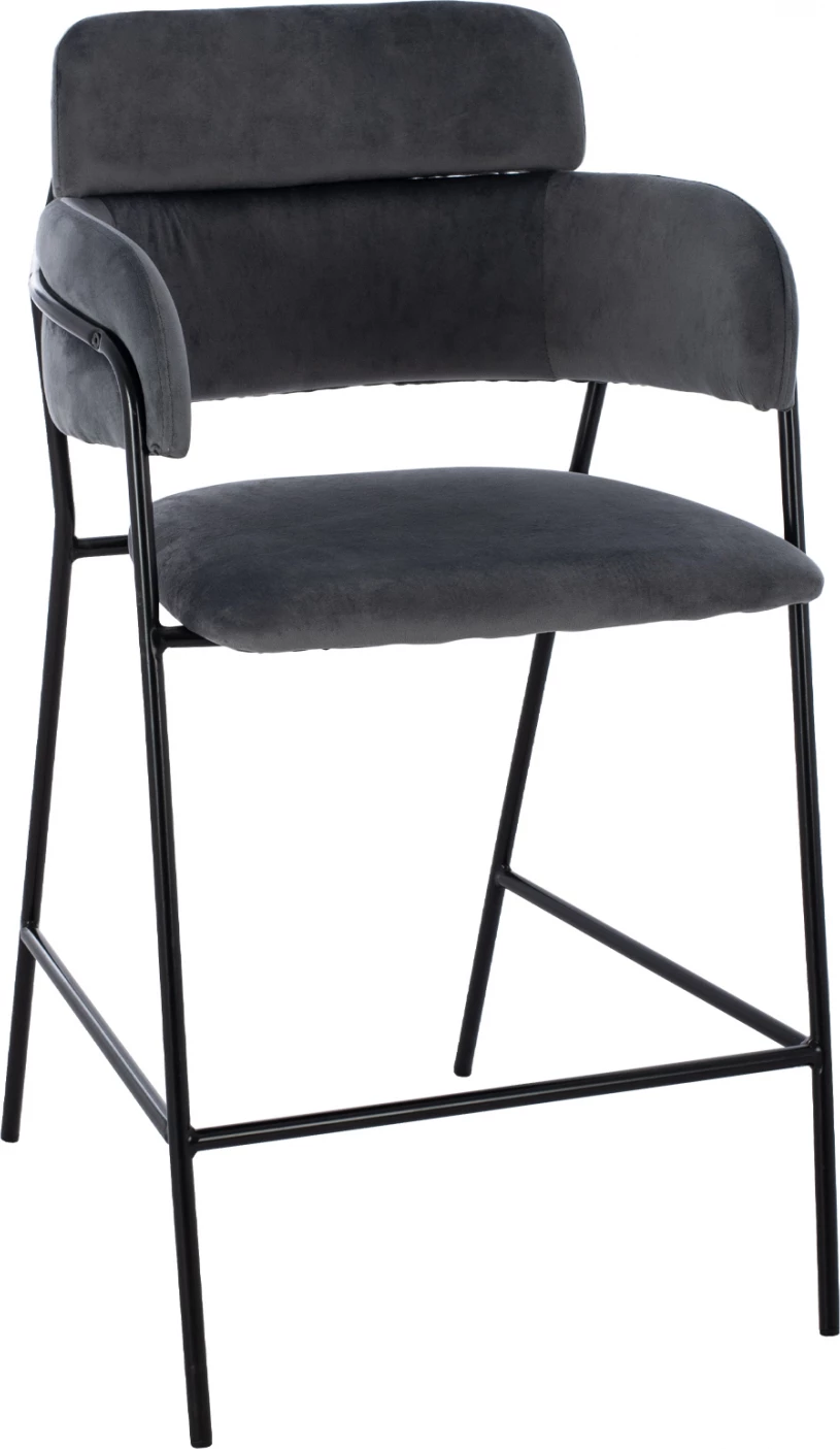 Karrige për bar, lartësi mesatare, FH8735.01, kadife gri me kornizë metalike, 54x58x95Y cm., set prej 2 copë