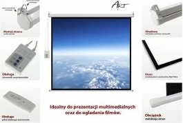 Ekran elektrik për projeksion ART EL F120 4:3, 120 inç, 244x183cm, me telekomandë