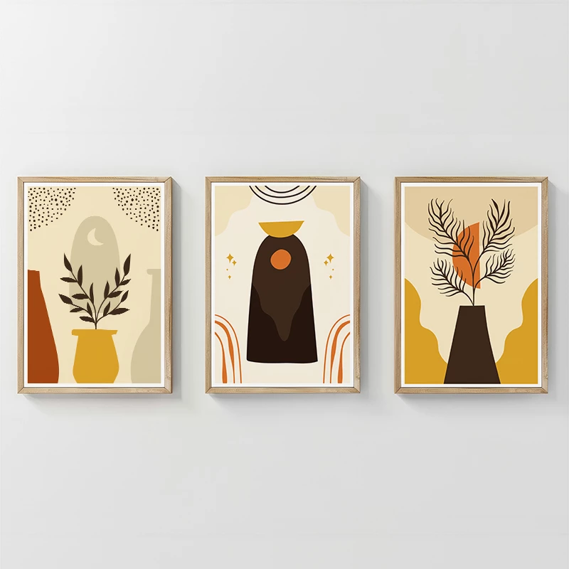 Dekor muri në kornizë Caelo triptik, printim digjital, shumëngjyrësh, 33x1.5x48cm, set prej 3 pjesësh