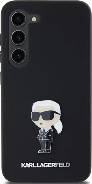 Mbështjellës Karl Lagerfeld Silicone Ikonik Metal Pin për Samsung Galaxy S24, i zi