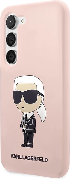 Mbështjellës Karl Lagerfeld KLHCS23SSNIKBCP për Samsung Galaxy S23, silikon, rozë