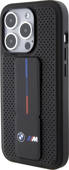Mbështjellës BMW Grip Stand Smooth & Perforated për iPhone 15 Pro Max, i zi
