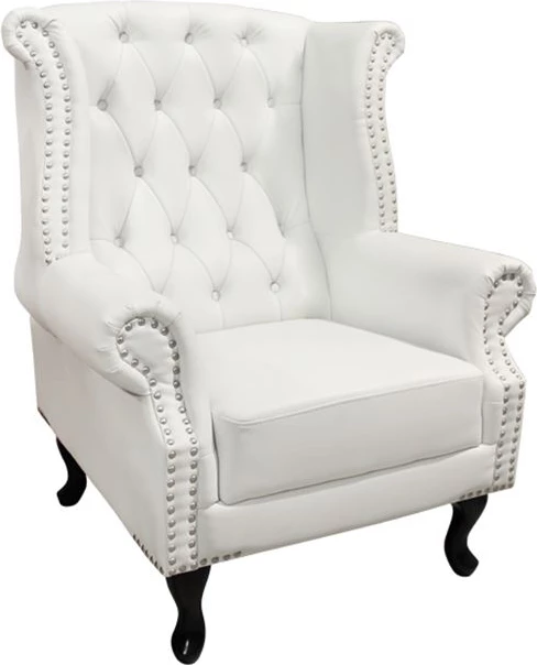 Fotelje Chesterfield, Polina, FH0053.02, lëkurë PU e bardhë, 83x75x107 cm