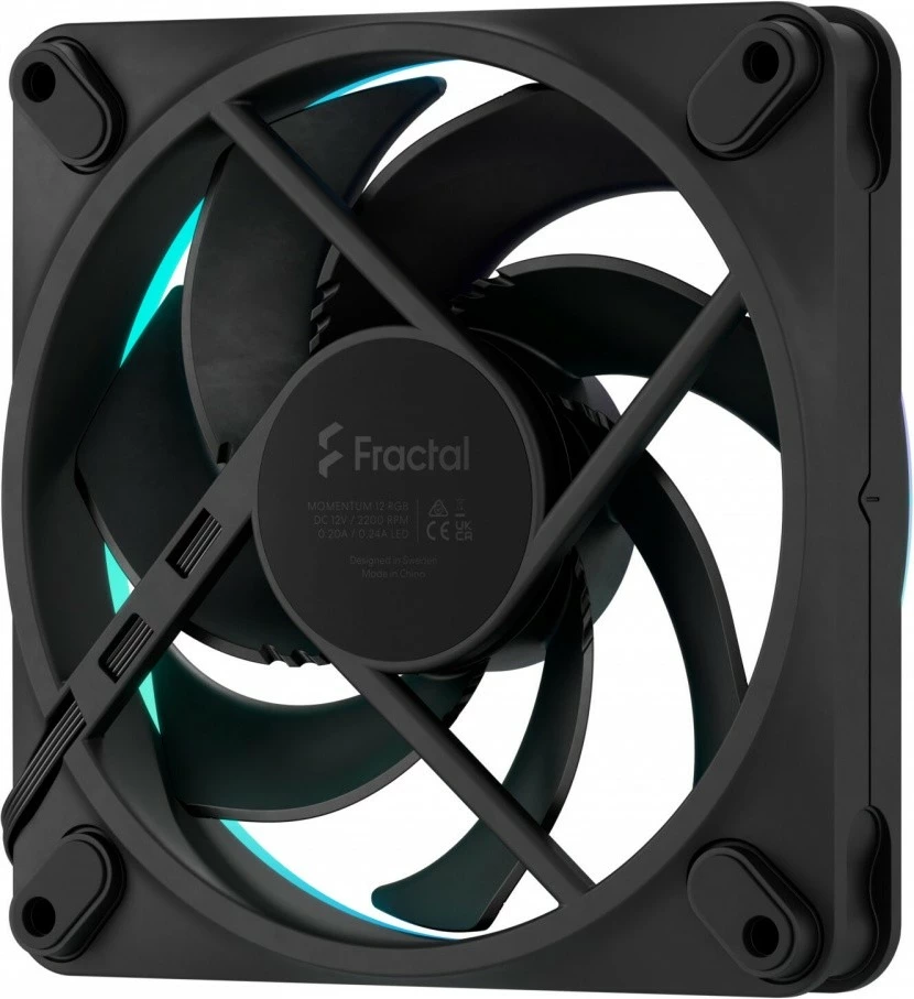 Set ventilatorë kasë Fractal Design Momentum 12 RGB, 120mm, 3 copë, zi