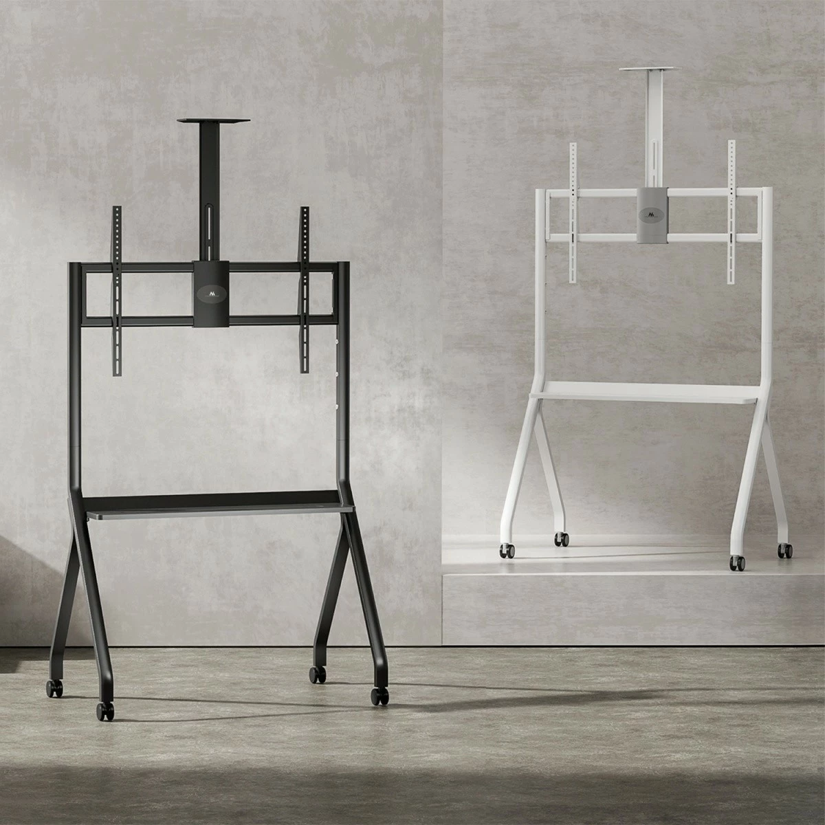 stendë TV me rrota, Maclean MC-114 W, 55–100", 120 kg, VESA deri 900×600, e bardhë